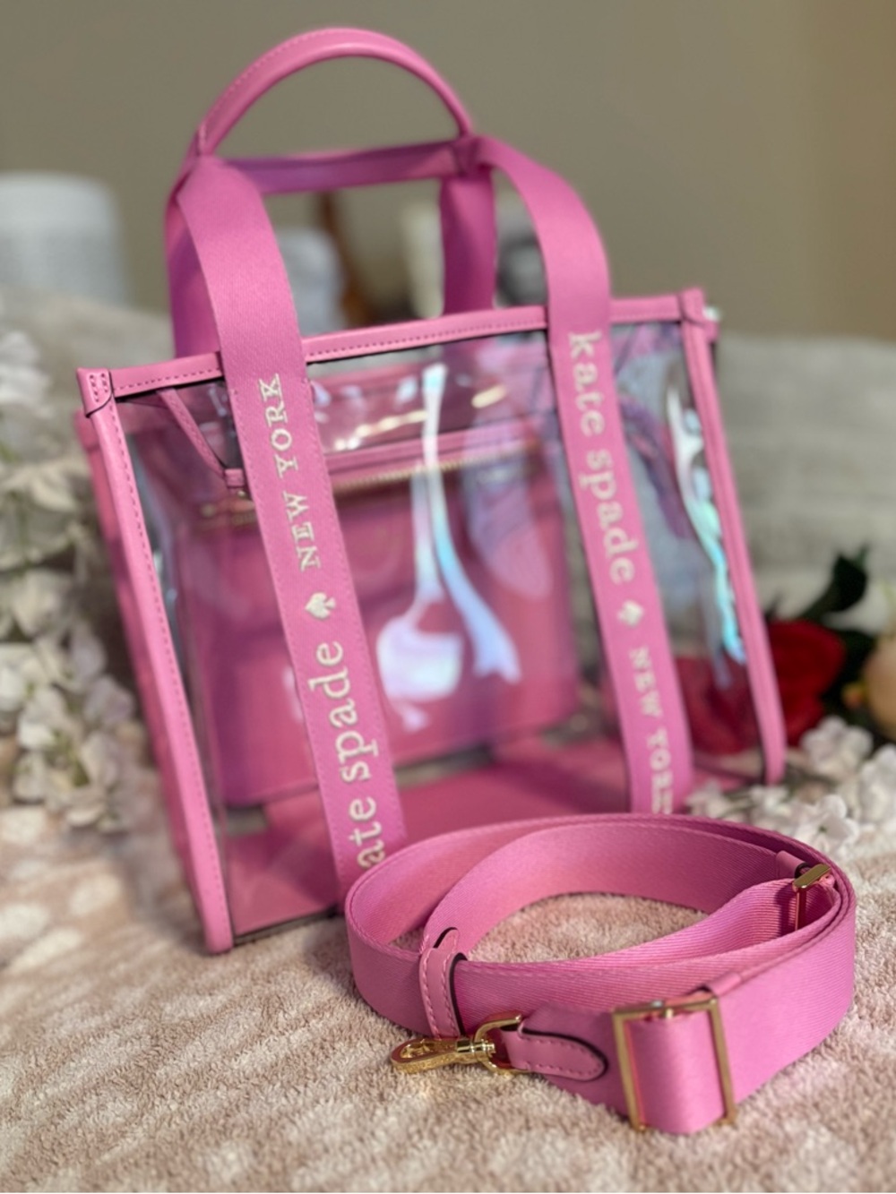Kate Spade Kip Clear Small Tote in Pink